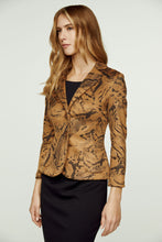 Load image into Gallery viewer, Brown Print Alcantara-Look Fitted Jacket