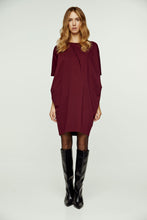 Load image into Gallery viewer, Burgundy Batwing Style Dress with Pockets