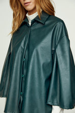 Load image into Gallery viewer, Dark Green Faux Leather Jacket