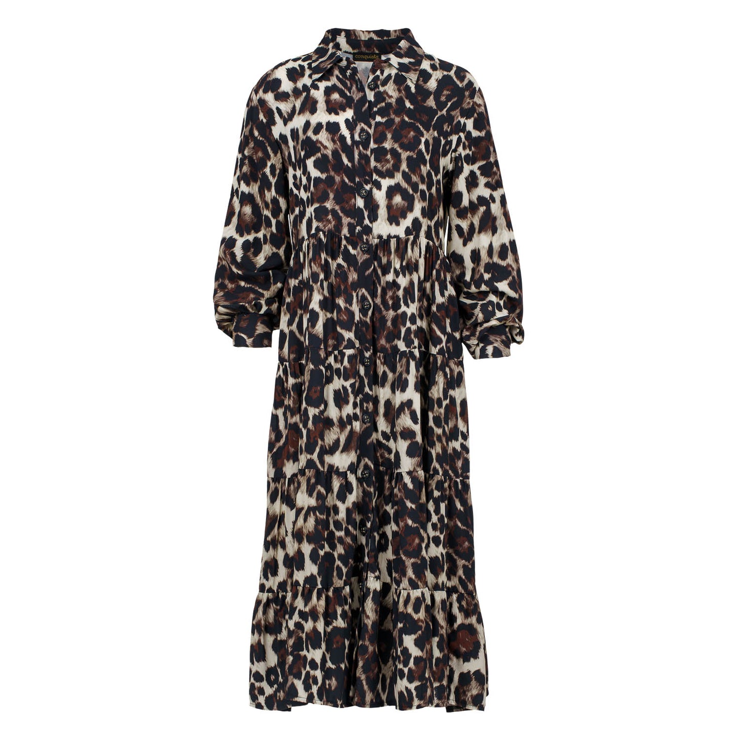 Φόρεμα με animal print και λεπτομέρειες κουμπιών