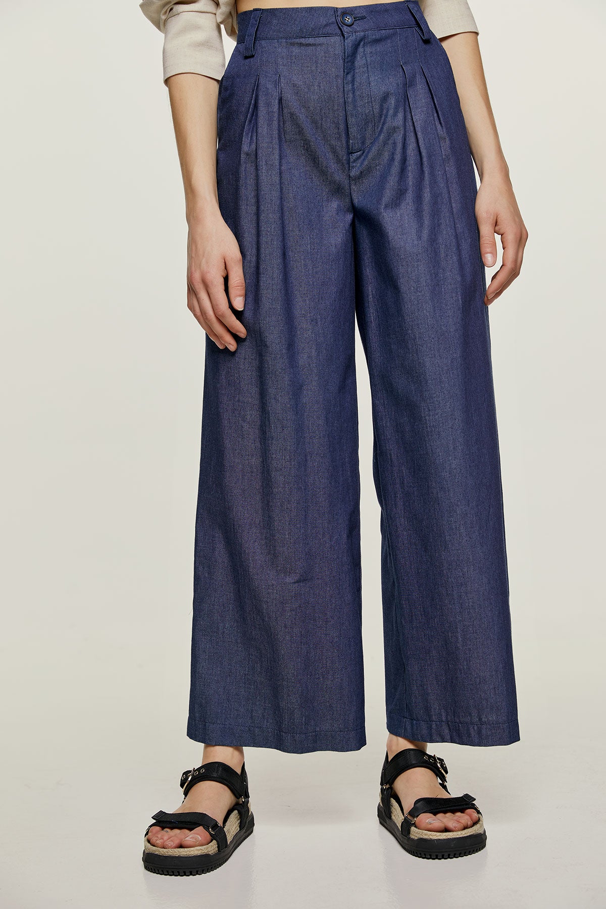 Denim Style Wide Leg Pants