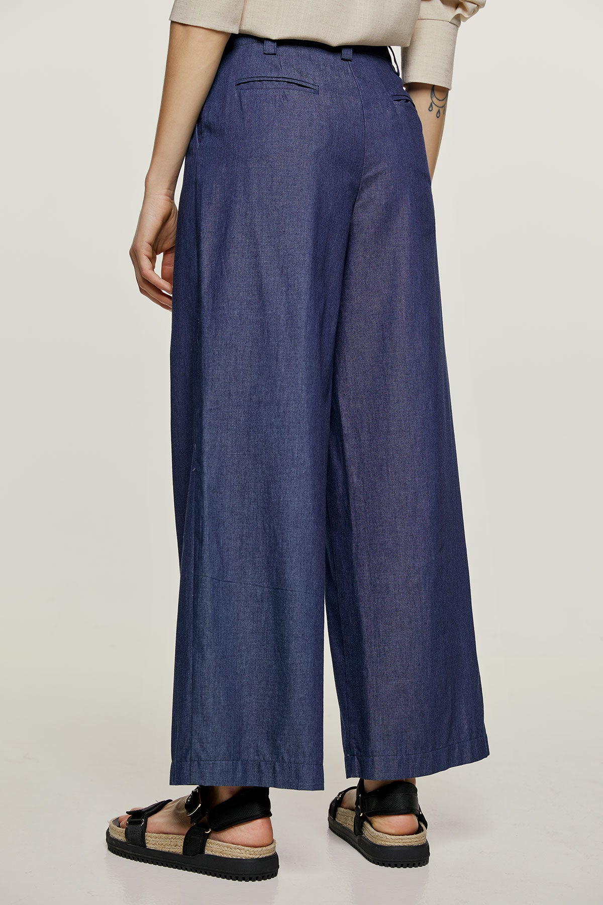 Denim Style Wide Leg Pants