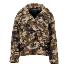 Load image into Gallery viewer, Print Faux Fur Button Jacket