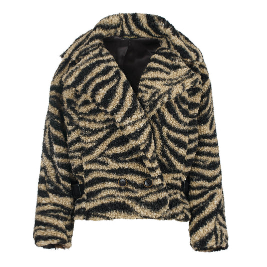 Safari Elegance Faux Fur Jacket