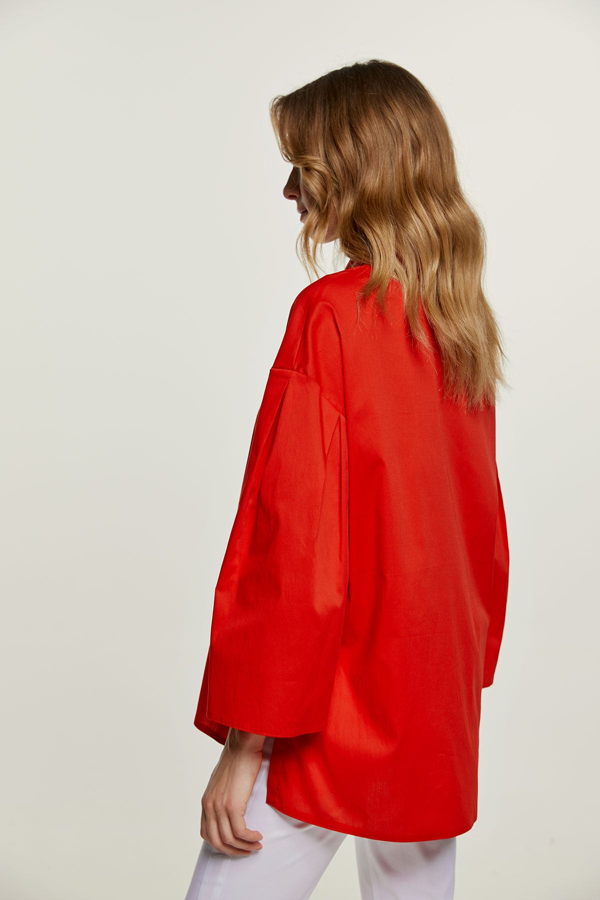 Red Wide Sleeve Blouse