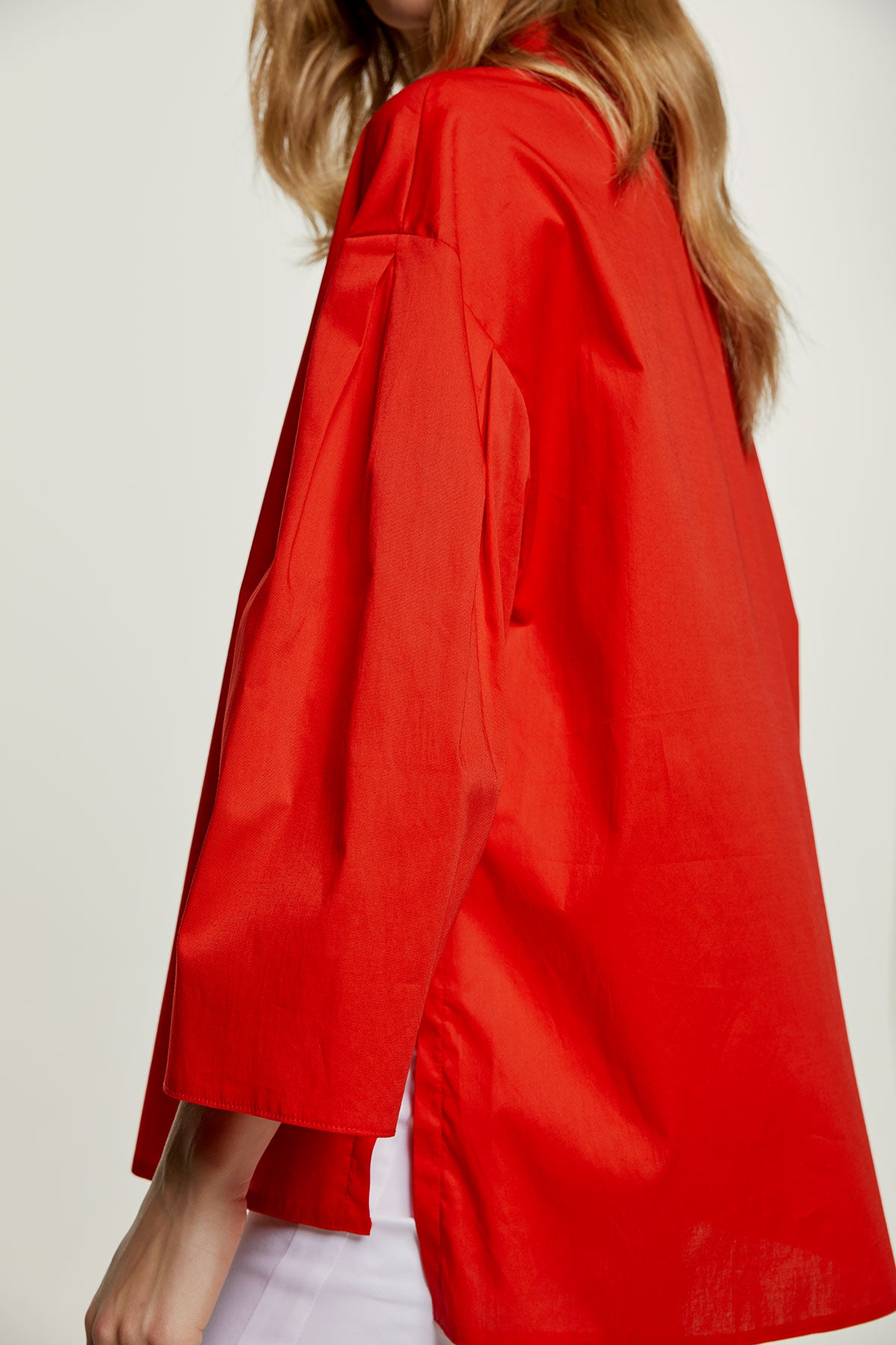 Red Wide Sleeve Blouse