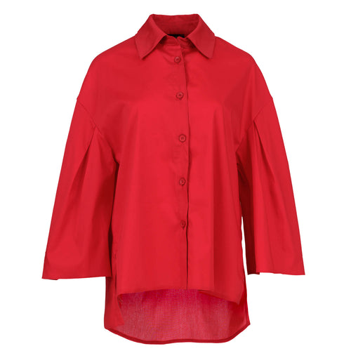 Red Wide Sleeve Blouse