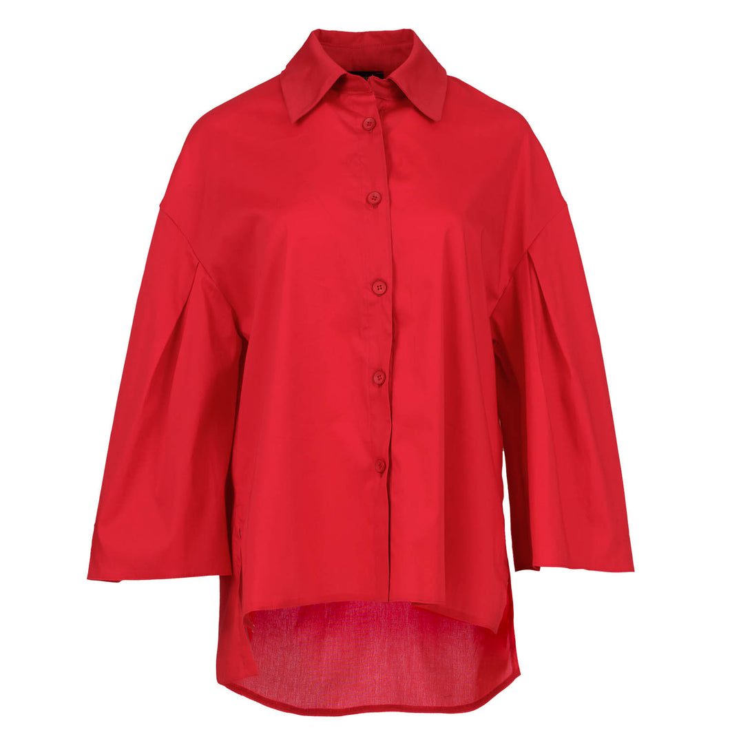 Red Wide Sleeve Blouse