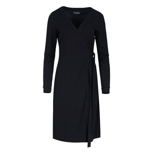 Long Sleeve Stretch Viscose Midi Wrap Dress