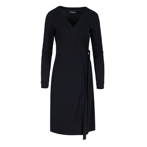 Long Sleeve Stretch Viscose Midi Wrap Dress