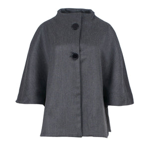 Dark Grey Wool Cape with Short Sleeves