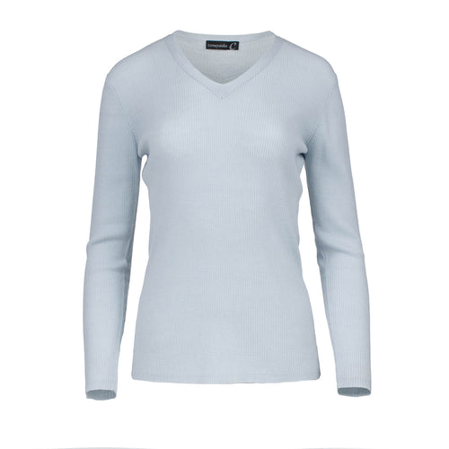 Fitted V Neck Wool Blend Top