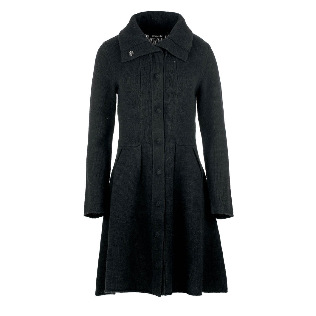 Long Sleeve Wool Cashmere Blend Dress Black