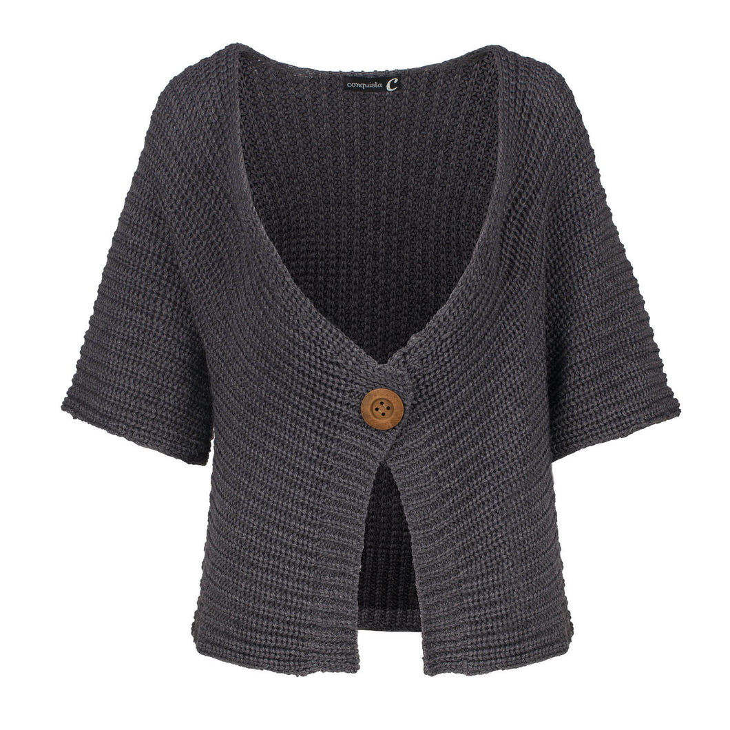 Short Sleeve Knit Cardigan with Button