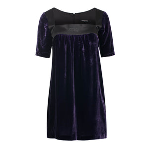 Short Sleeve Empire Line Silk Rayon Velvet Dress