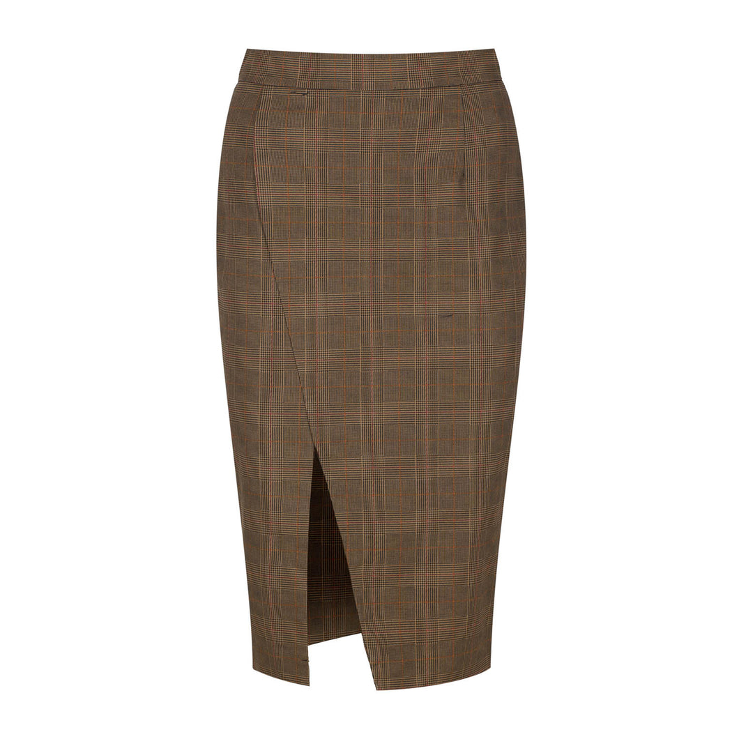 Brown Cotton Lined Pencil Skirt
