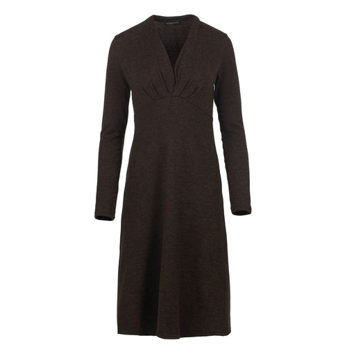 Brown Melange Long Sleeve Empire Line Jersey Dress