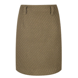 Olive Jacquard Wool Coat Fabric Mini Skirt