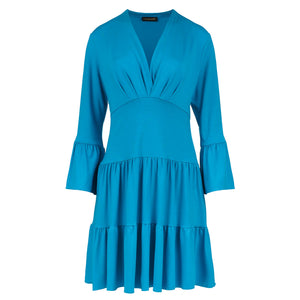 Turquoise Jersey Tiered Dress