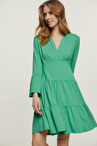 Green Jersey Tiered Dress