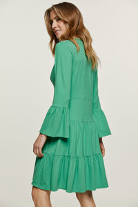 Green Jersey Tiered Dress