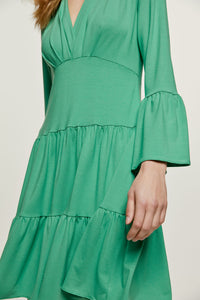 Green Jersey Tiered Dress