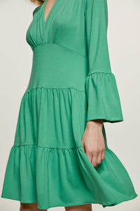 Green Jersey Tiered Dress