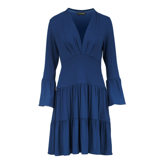 Blue Jersey Tiered Dress