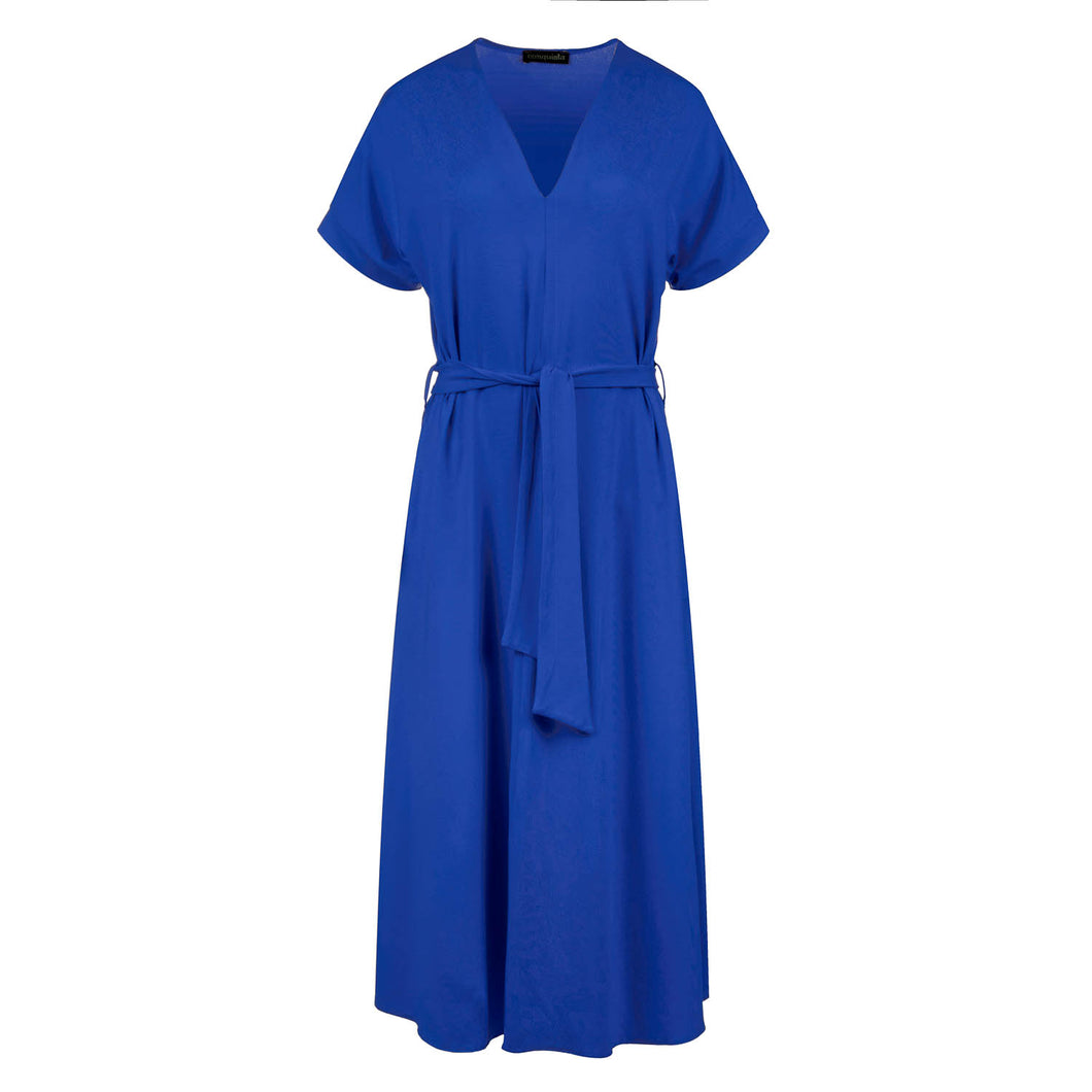 Royal Blue Belted Midi Dress