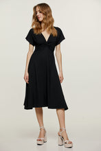 Load image into Gallery viewer, Black Knot Detail Midi Dress