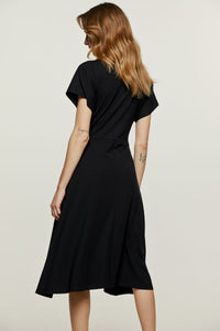 Black Knot Detail Midi Dress