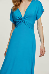 Turquoise Knot Detail Midi Dress