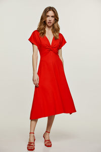 Red Knot Detail Midi Dress