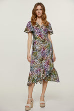 Load image into Gallery viewer, Animal Print Ruffle Detail Wrap Dress