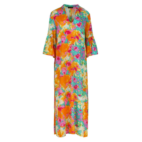 Abstract Floral Kaftan Style Dress