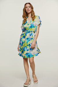 Abstract Print Dress with Slits