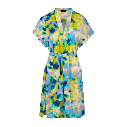 Abstract Print Dress with Slits