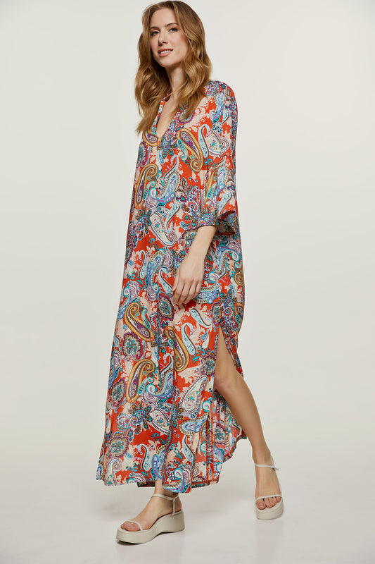 Paisley Kaftan Style Dress Viscose