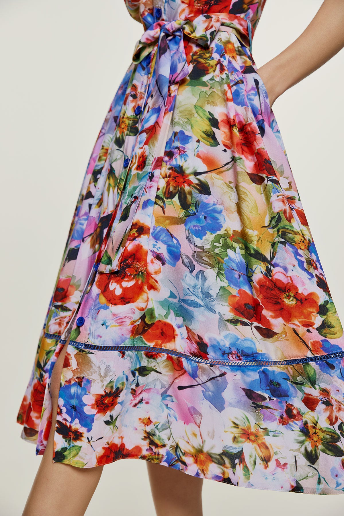 Floral Sleeveless Dress with Belt