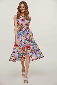Floral Sleeveless Dress with Belt