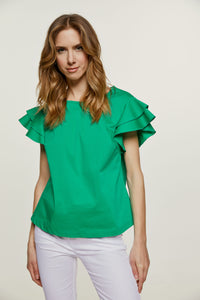 Green Frill Detail Top