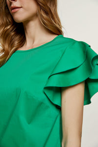 Green Frill Detail Top