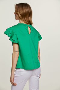 Green Frill Detail Top