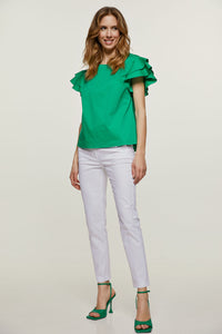 Green Frill Detail Top