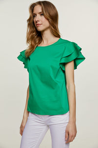 Green Frill Detail Top