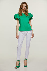 Green Frill Detail Top