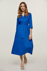 Royal Blue Midi Dress with Belt