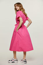 Load image into Gallery viewer, Fuchsia A Line Midi Dress with Belt