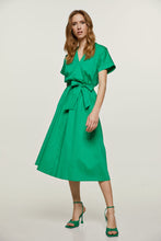 Load image into Gallery viewer, Green A Line Midi Dress with Belt