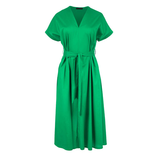 Green A Line Midi Dress with Belt